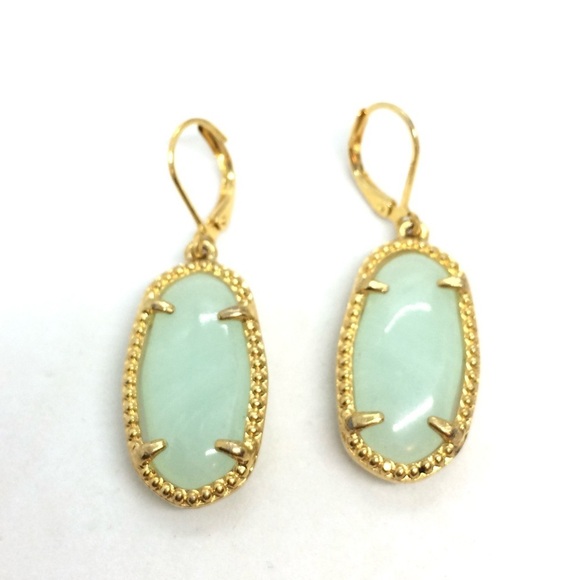 VINTAGE JOAN RIVERS EARRINGS LEVERBACK GOLD TONE SEAFOAM GREEN DANGLE DROP - Picture 11 of 13
